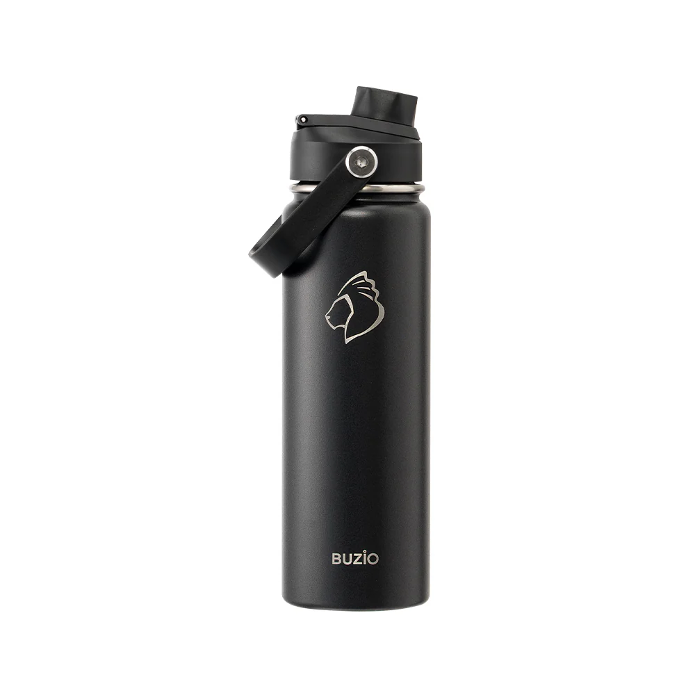 Insulated Water Bottle with 2 Lids | Black | 24oz - Image 3
