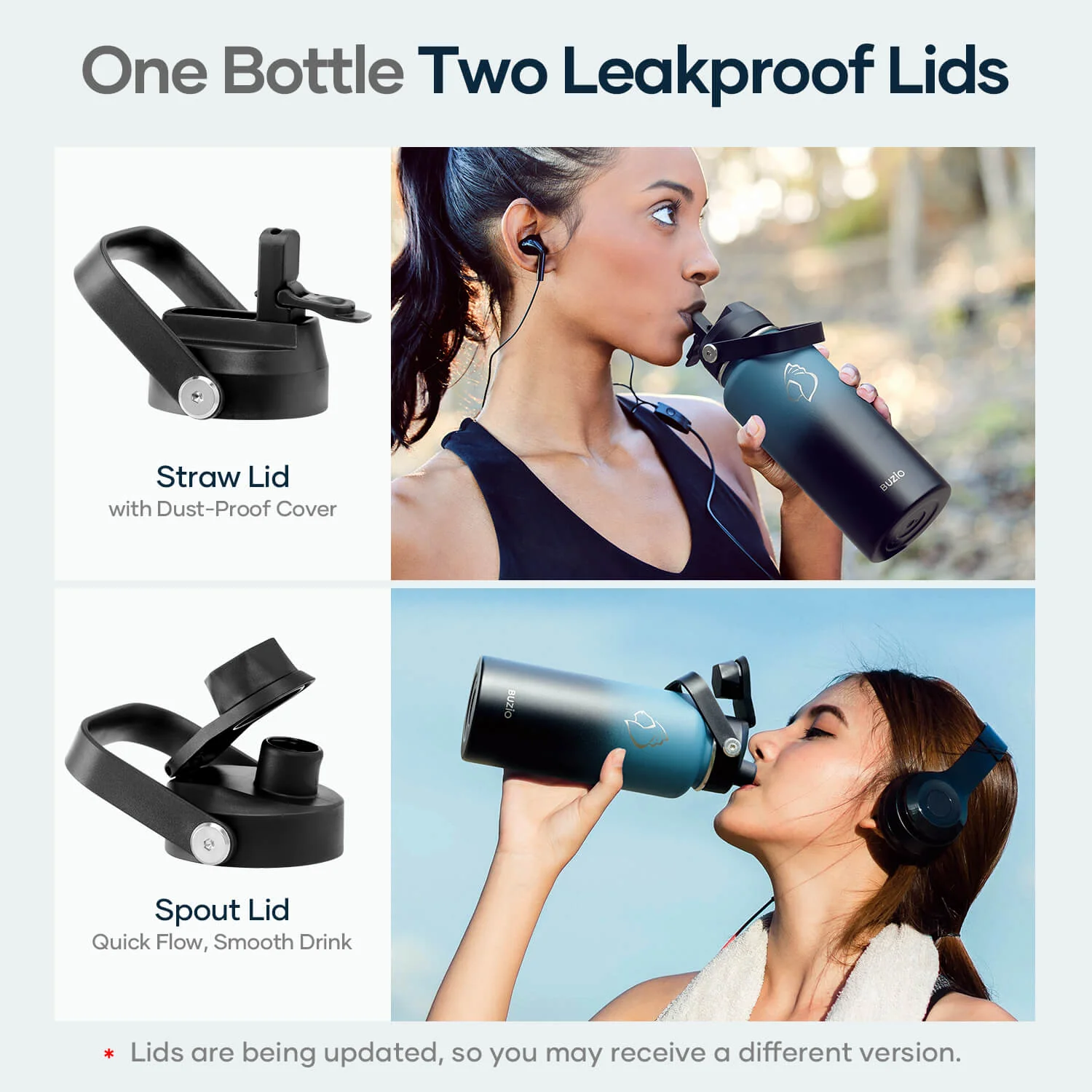 Insulated Water Bottle with 2 Lids | 32oz | Indigo Crush - Image 5