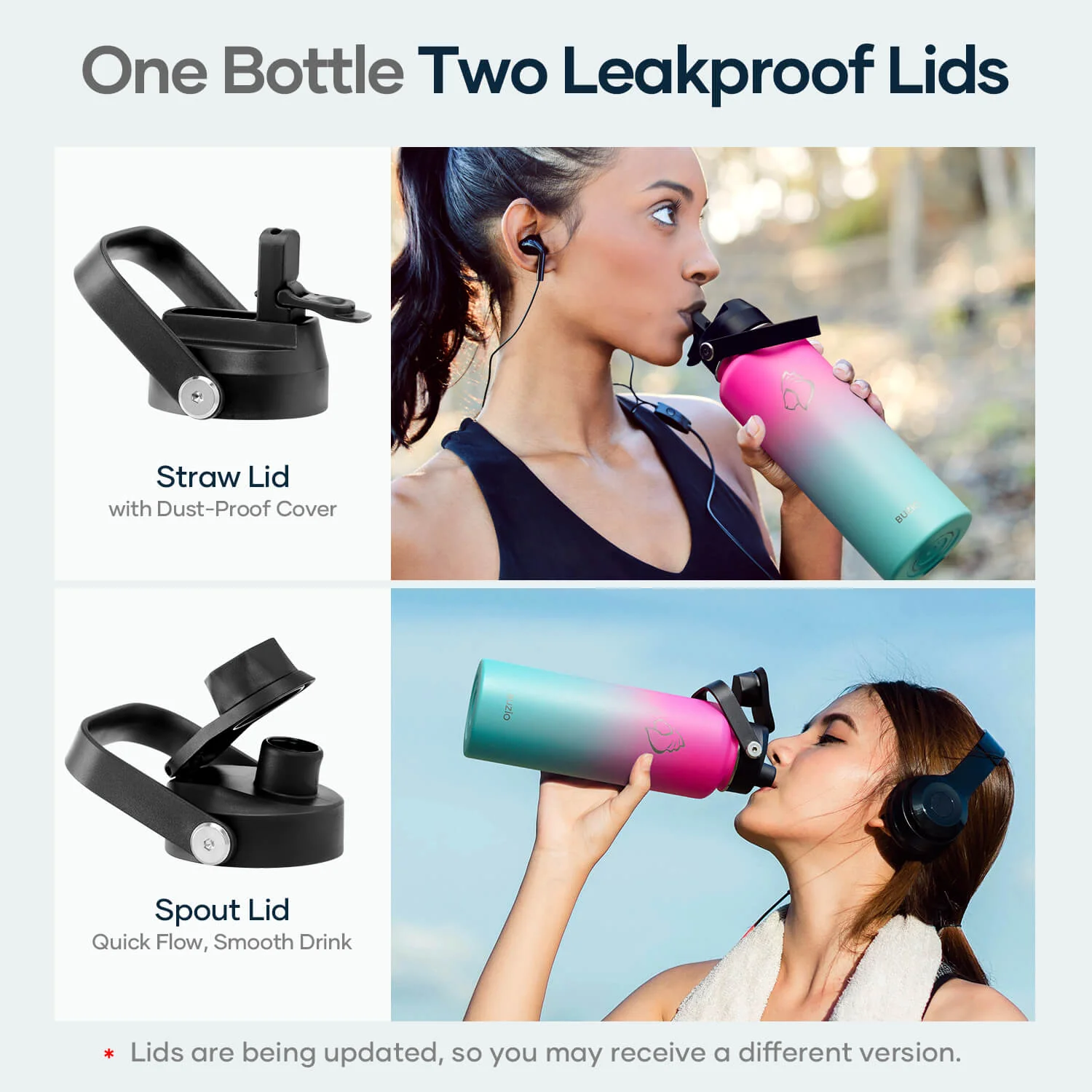 Duet Series Water Bottles with 2 Lids | 40oz - Image 5