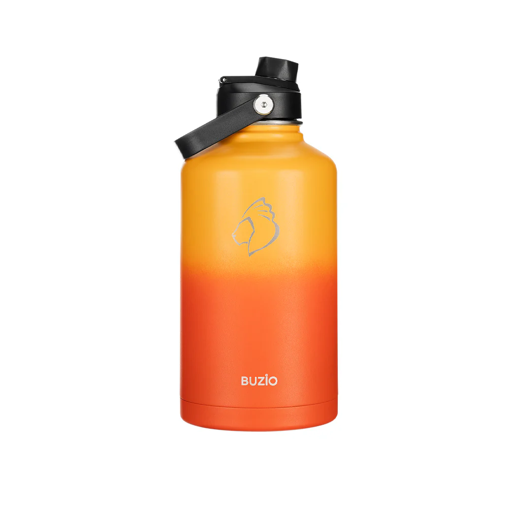 Insulated Water Bottles with 2 Lids | Yellow Orange | 64oz - Image 3