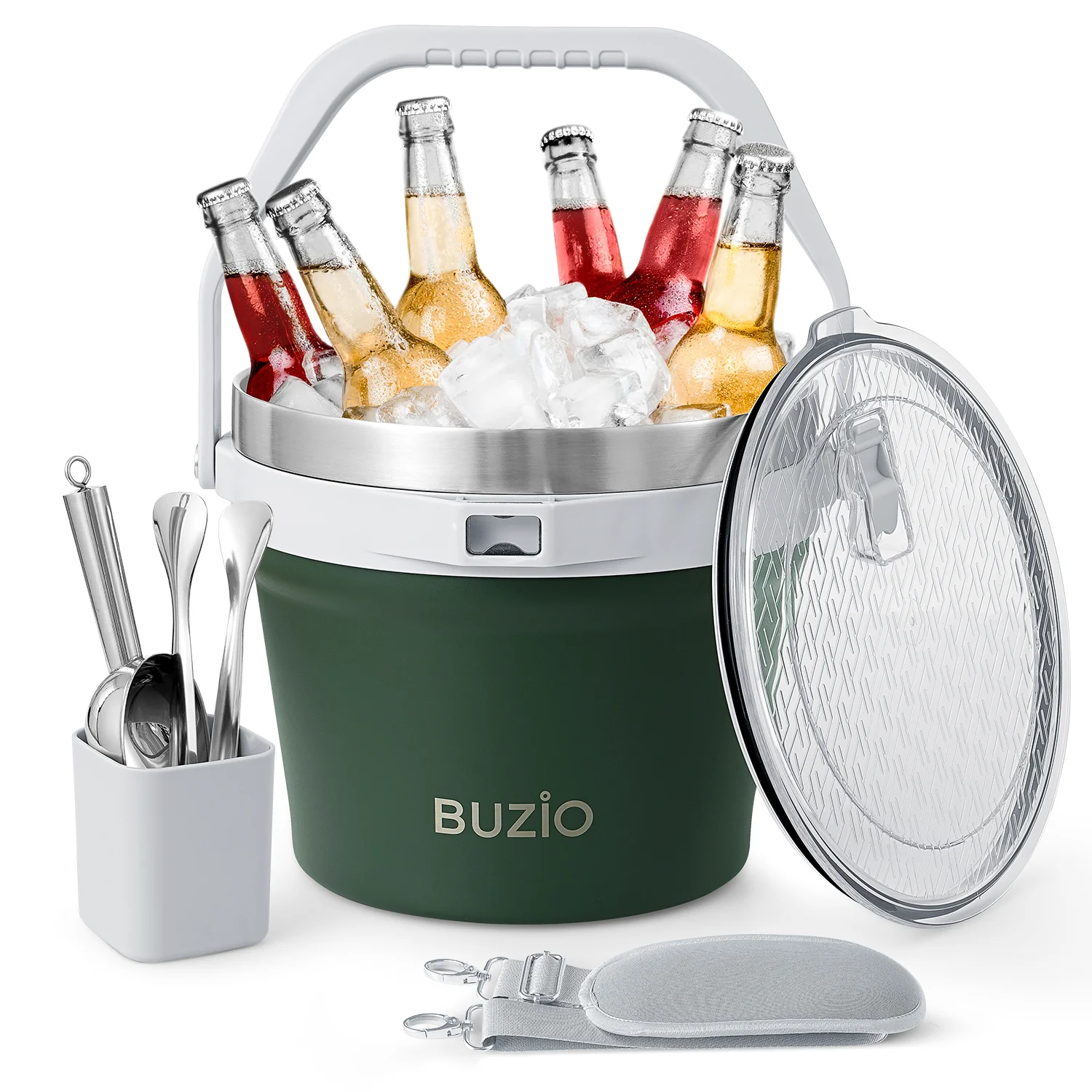 7.4 Qt/7 L Insulated Ice Bucket with Lid and Scoop & Tongs for Parties - Image 10