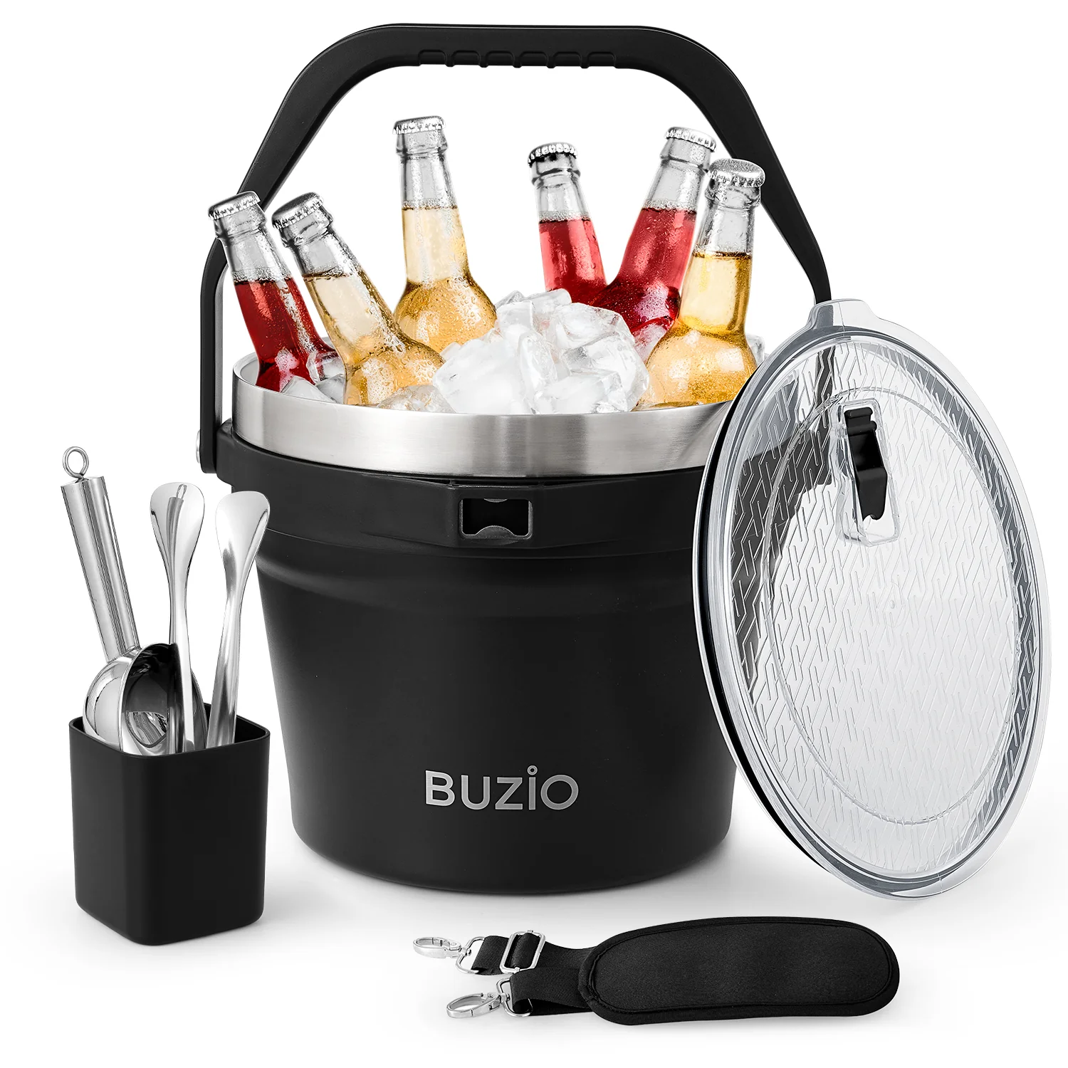 7.4 Qt/7 L Insulated Ice Bucket with Lid and Scoop & Tongs for Parties - Image 2