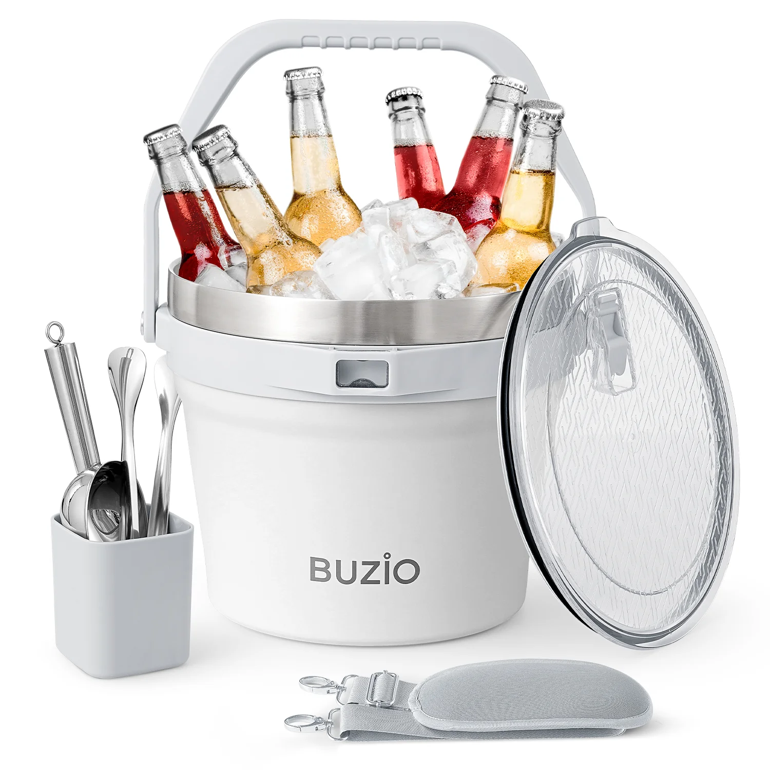 7.4 Qt/7 L Insulated Ice Bucket with Lid and Scoop & Tongs for Parties - Image 25
