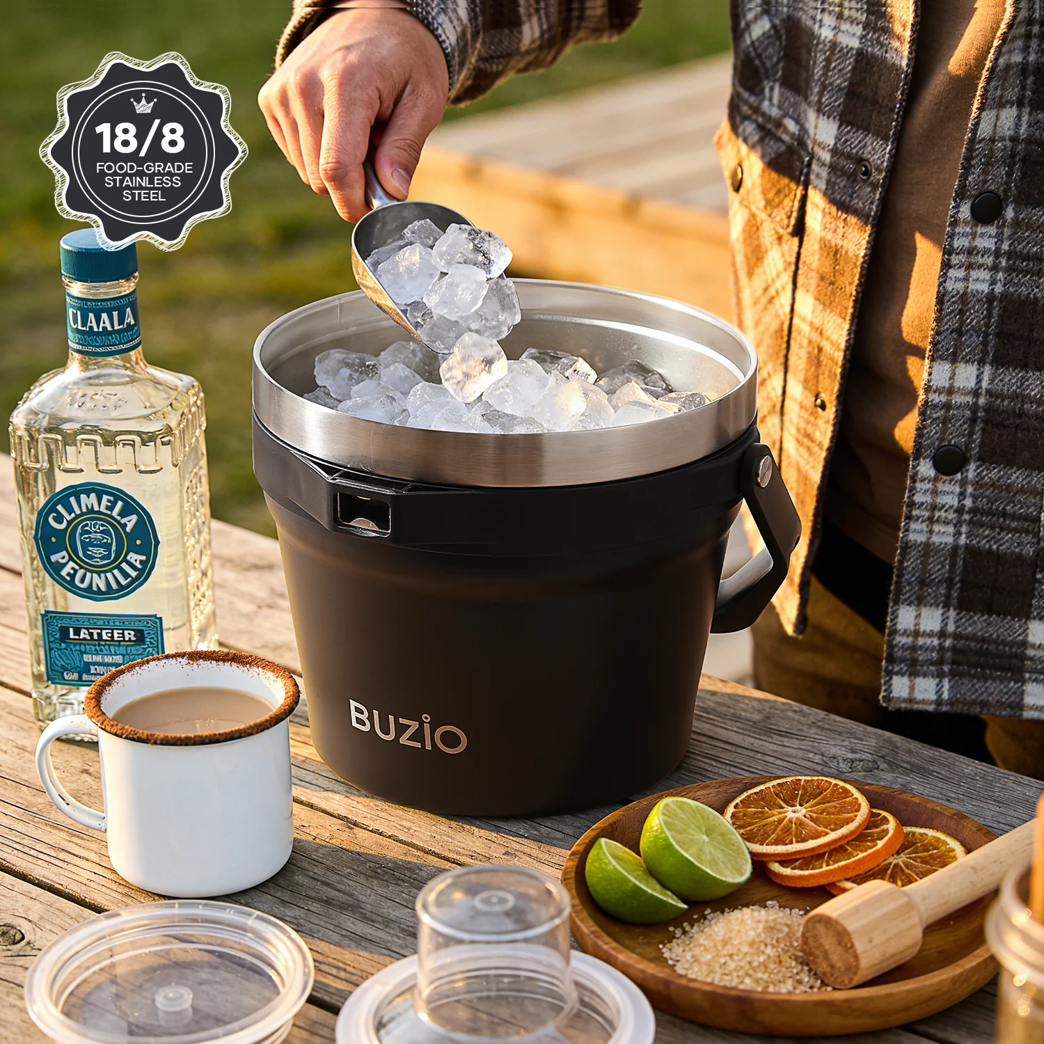 7.4 Qt/7 L Insulated Ice Bucket with Lid and Scoop & Tongs for Parties - Image 3