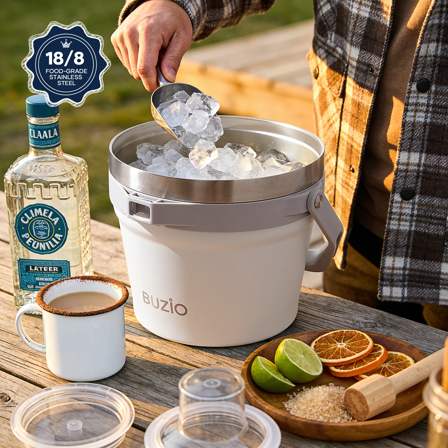 7.4 Qt/7 L Insulated Ice Bucket with Lid and Scoop & Tongs for Parties - Image 31