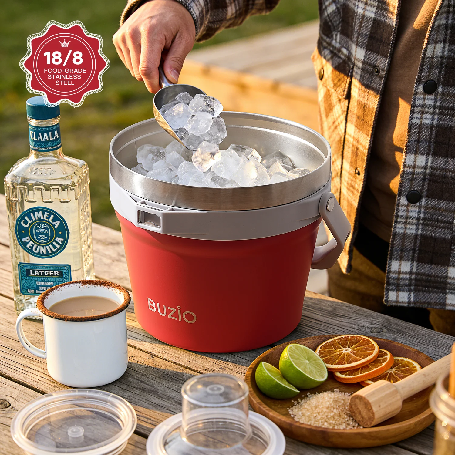 7.4 Qt/7 L Insulated Ice Bucket with Lid and Scoop & Tongs for Parties - Image 34