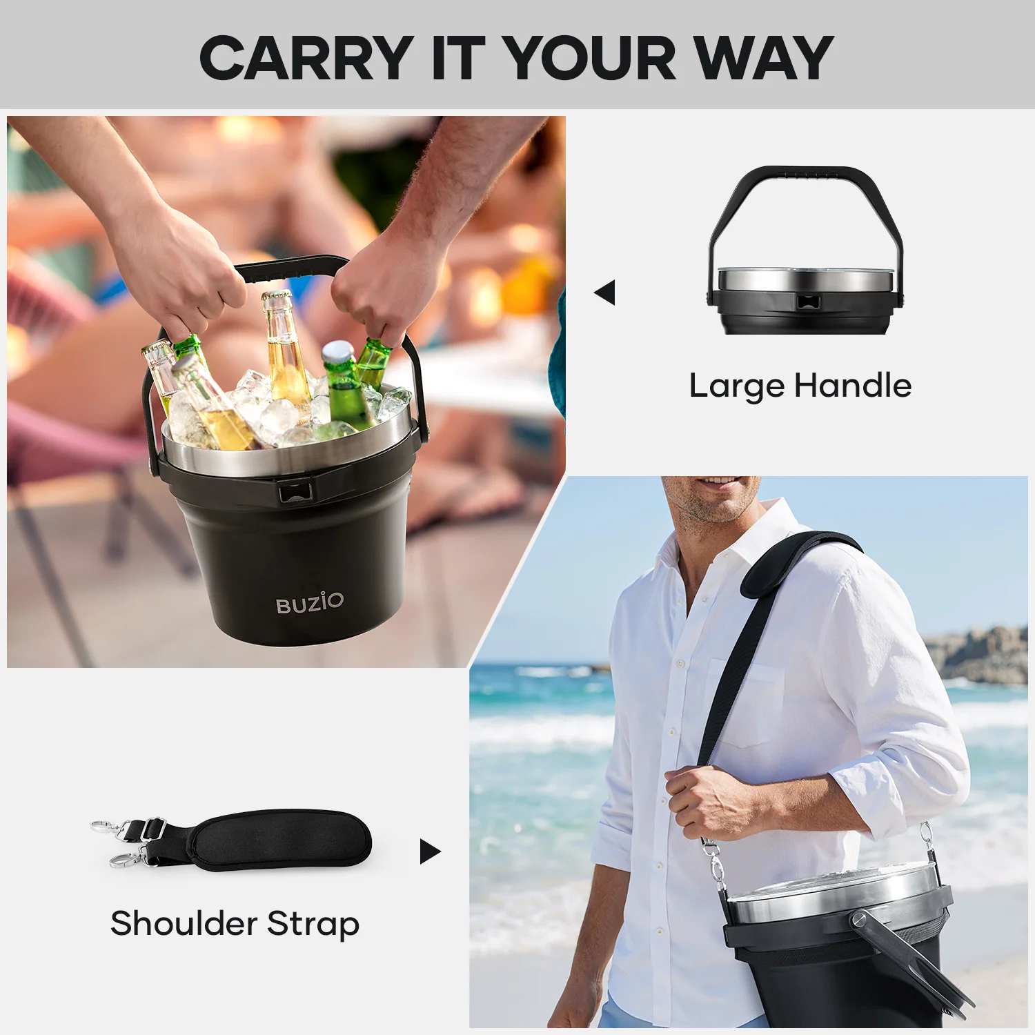 7.4 Qt/7 L Insulated Ice Bucket with Lid and Scoop & Tongs for Parties - Image 5