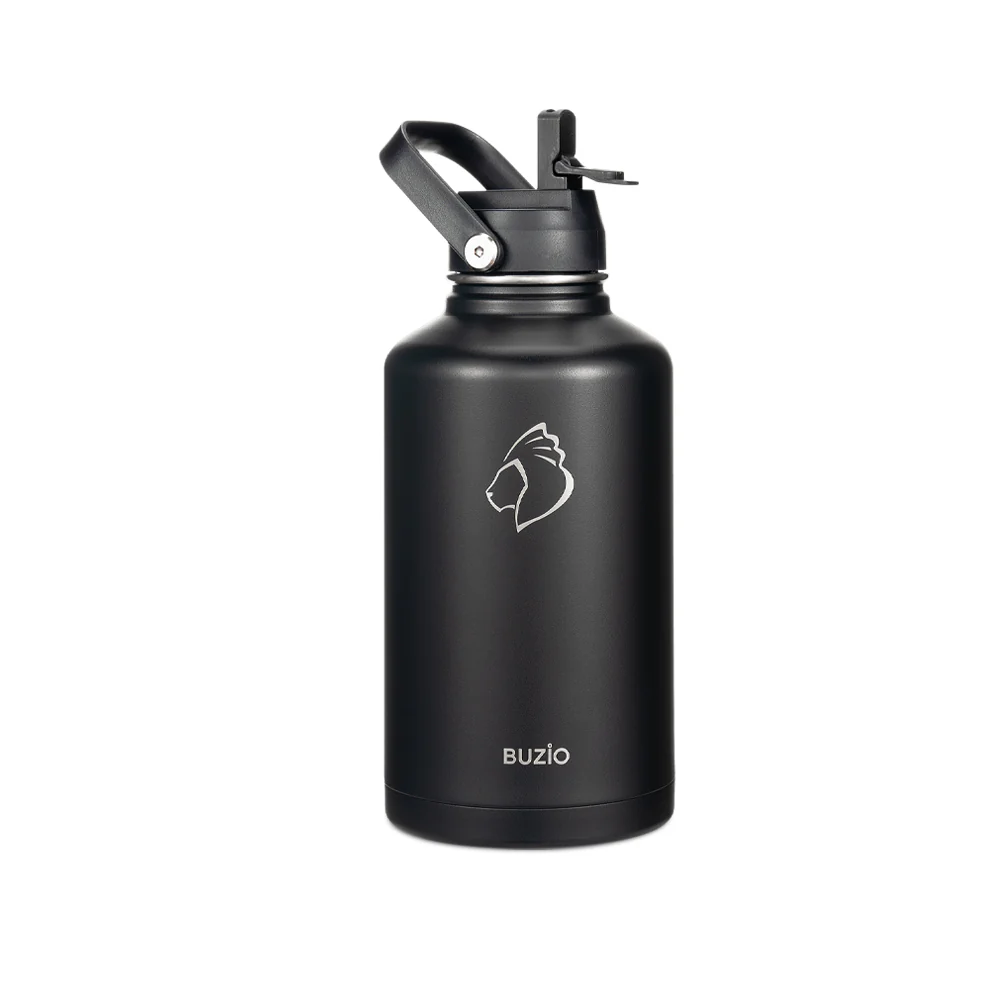 Insulated Water Bottles with 2 Lids | Black | 64oz - Image 2