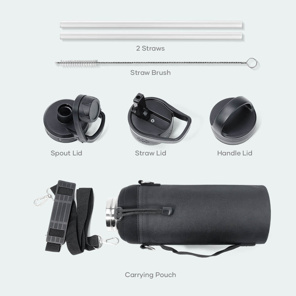 Stainless Steel Water Bottle with 3 Lids | 32oz - 64oz - Image 15