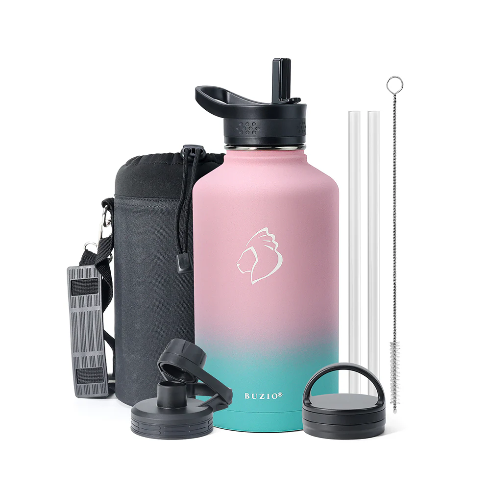 Stainless Steel Water Bottle with 3 Lids | 32oz - 64oz - Image 34