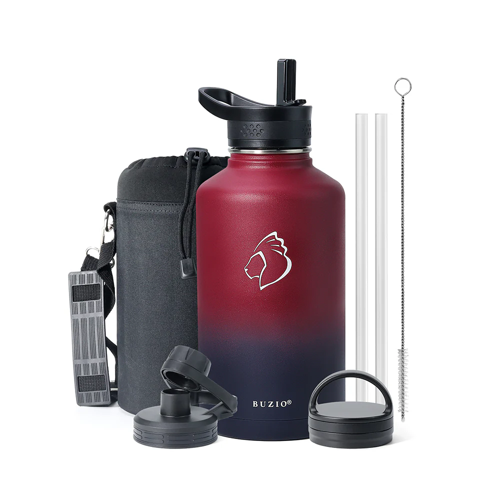 Stainless Steel Water Bottle with 3 Lids | 32oz - 64oz - Image 35