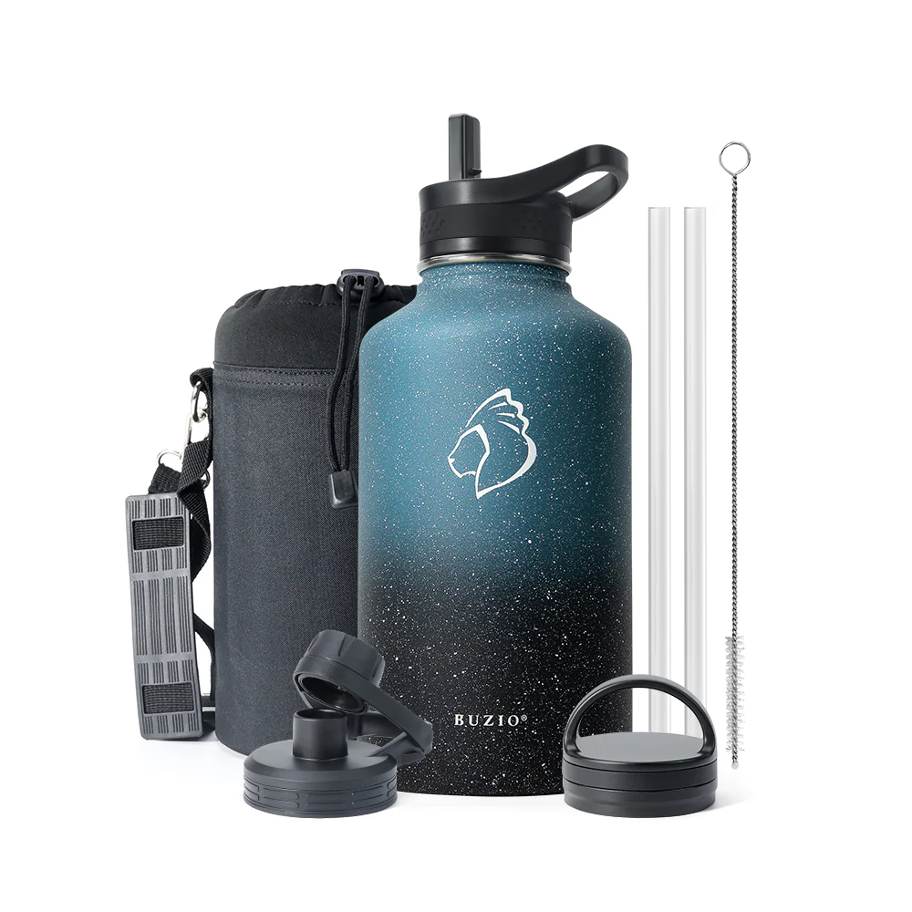 Stainless Steel Water Bottle with 3 Lids | 32oz - 64oz - Image 37