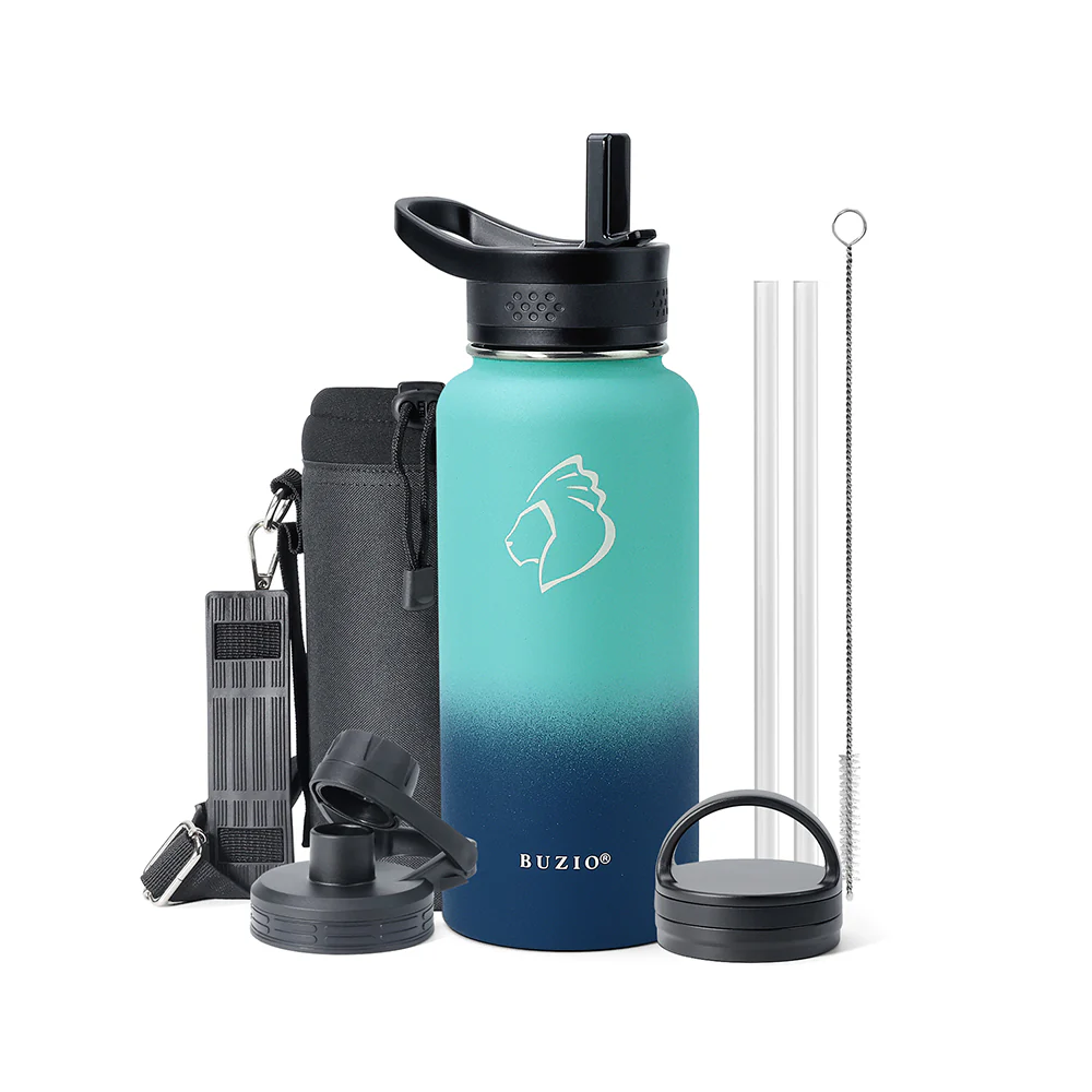 Stainless Steel Water Bottle with 3 Lids | 32oz - 64oz - Image 9