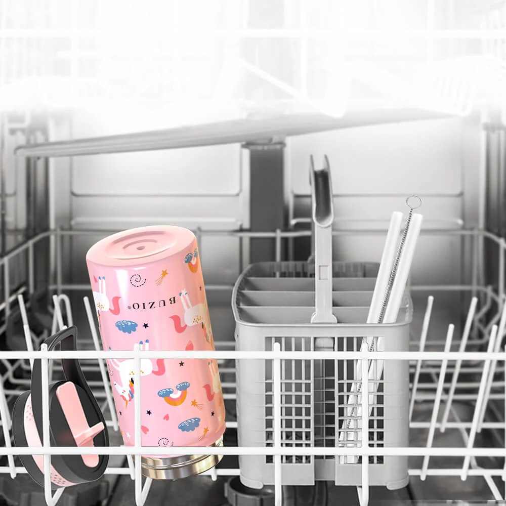 Kids Water Bottle with Straw Lid | 14oz | Pink Unicorn - Image 5
