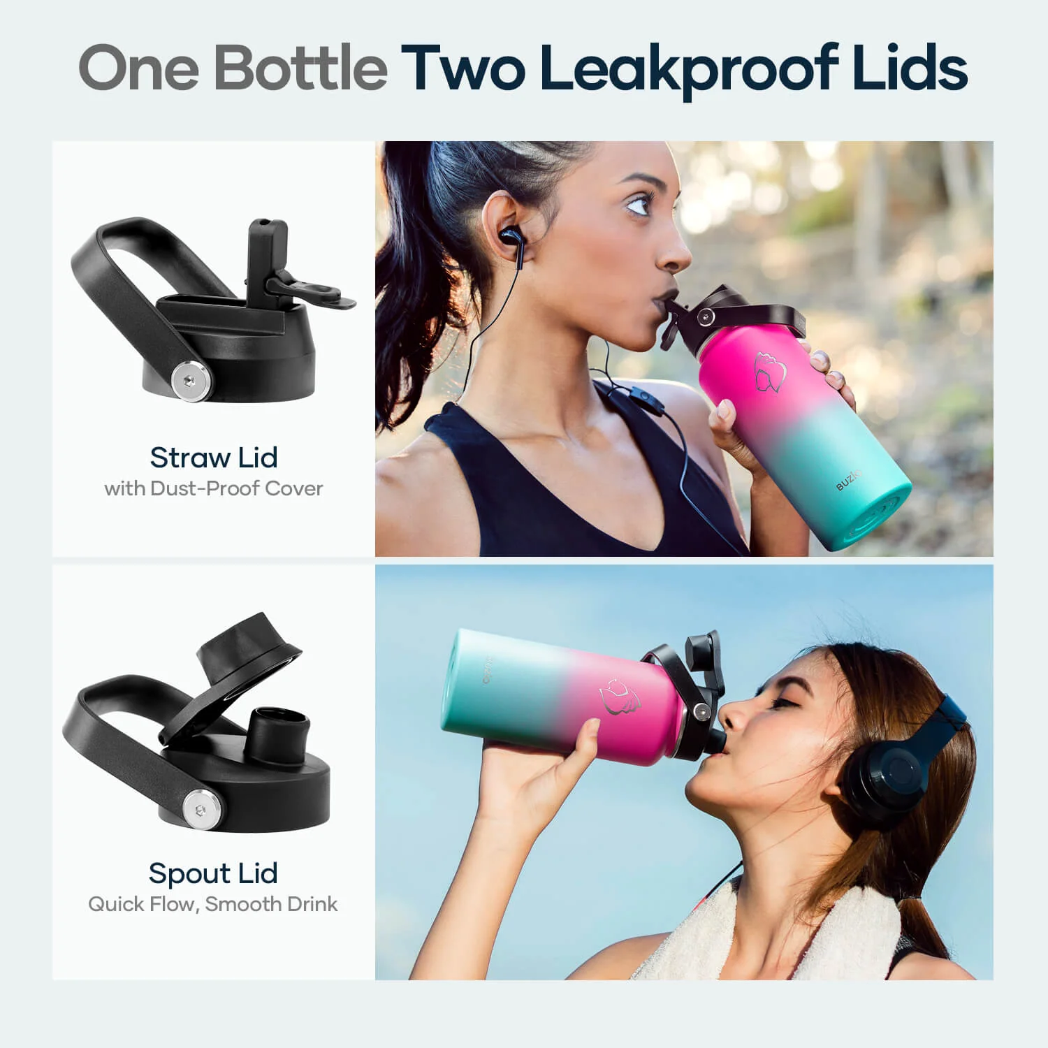 Insulated Water Bottles with Straw Lid | 32oz | Sorbet - Image 5