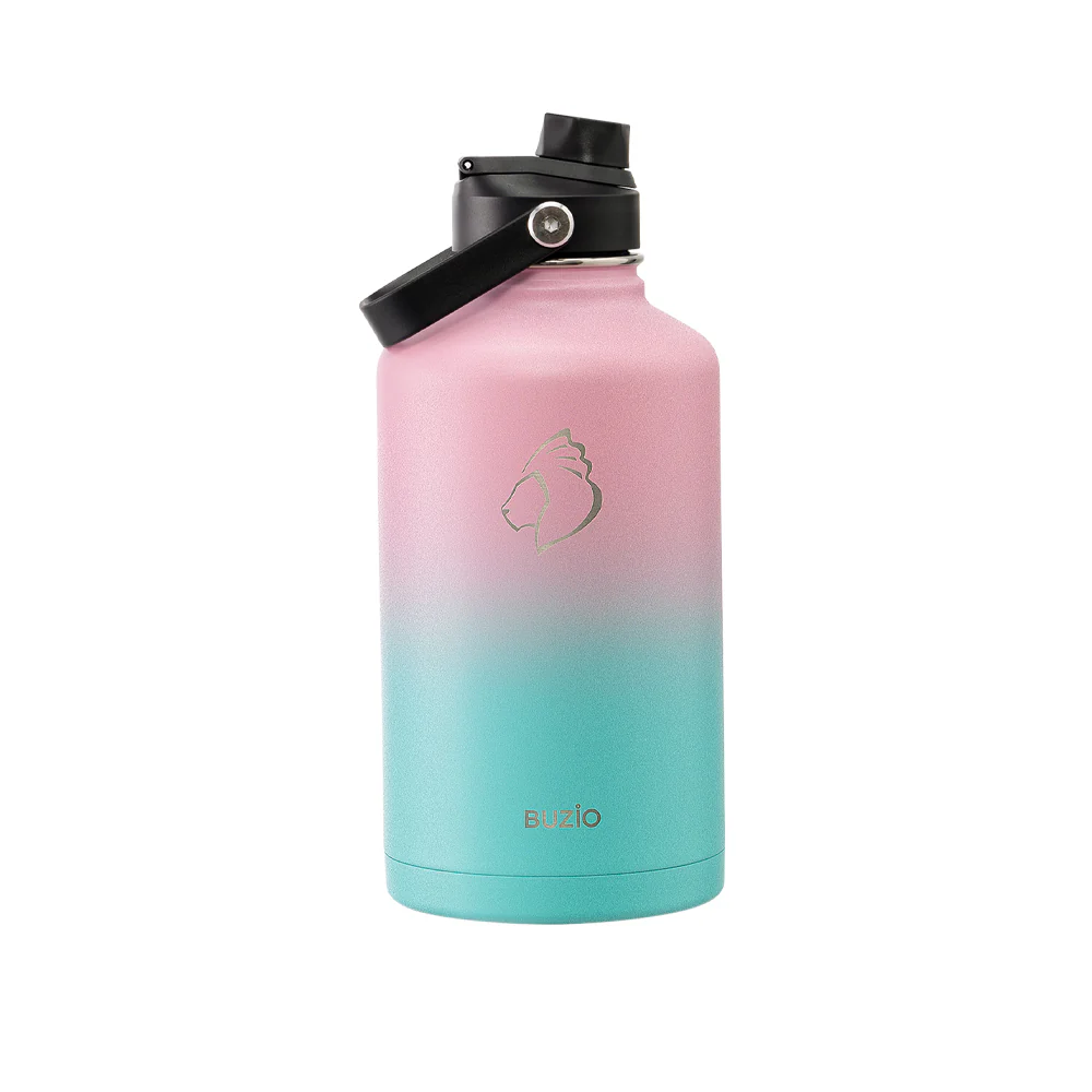Insulated Water Bottle With 2 Lids | 64oz | Bubble Gum - Image 3