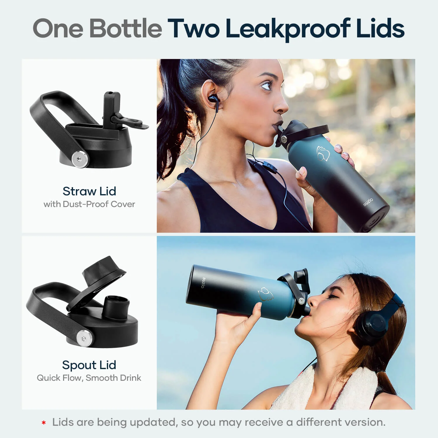 Insulated Water Bottle with 2 Lids | 40oz | Indigo Crush - Image 5