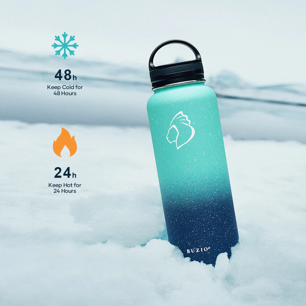 Stainless Steel Water Bottle with 3 Lids | 40oz | Starry Pacific - Image 3