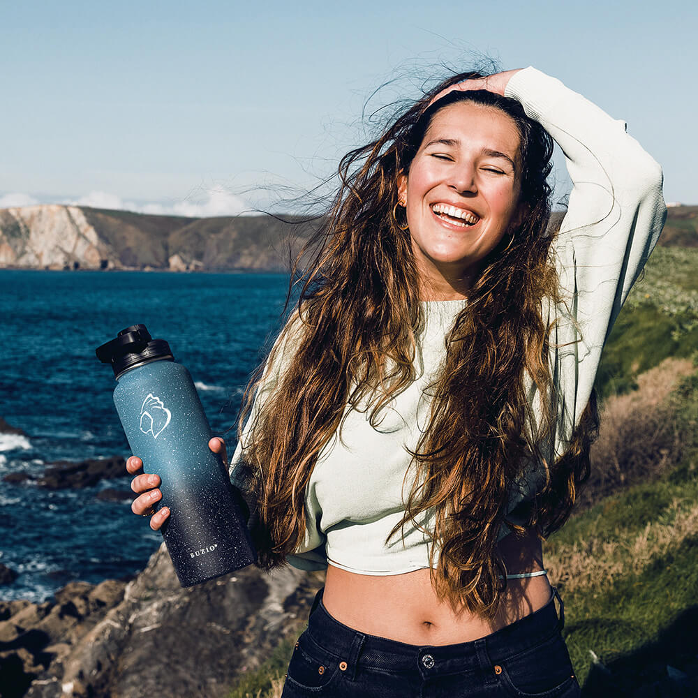 Stainless Steel Water Bottle with 3 Lids | 40oz | Starry Black - Image 7