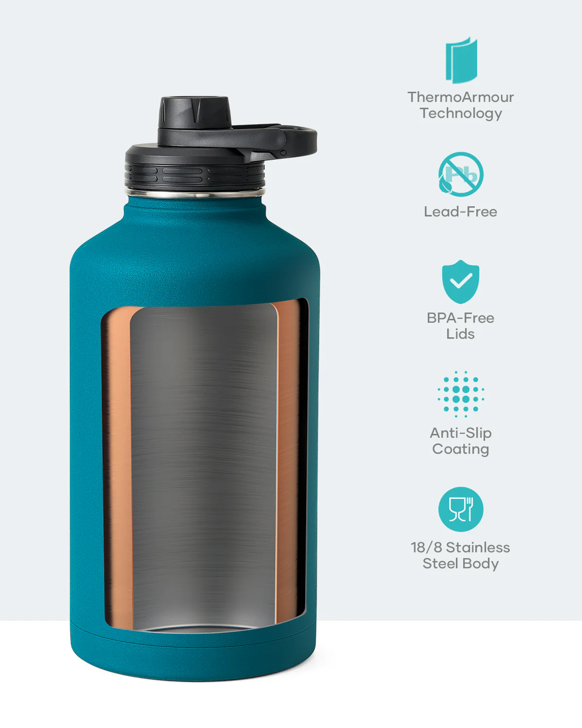 Trio Series Water Bottle with 3 Lids | 64oz - Image 4