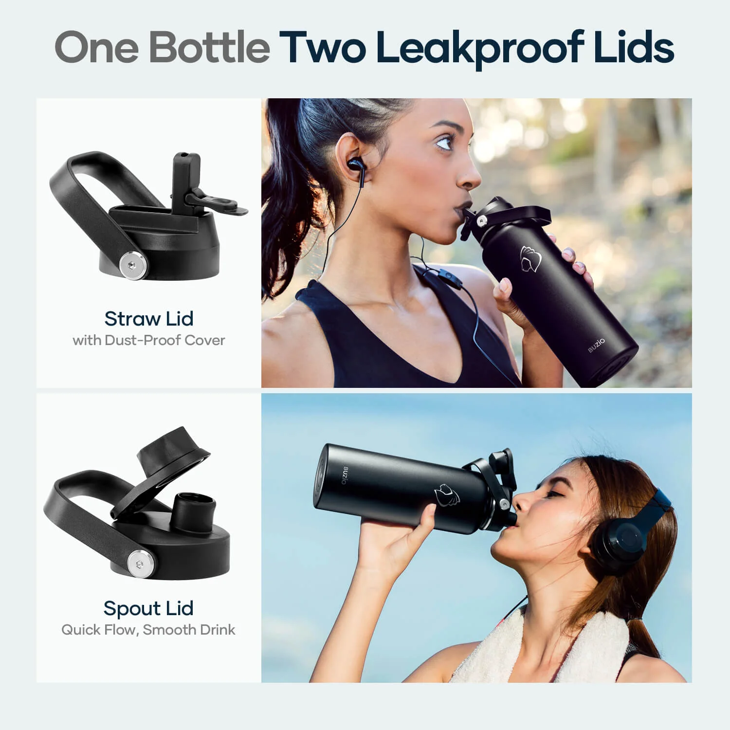 Insulated Water Bottles with 2 Lids | 40oz - Image 6