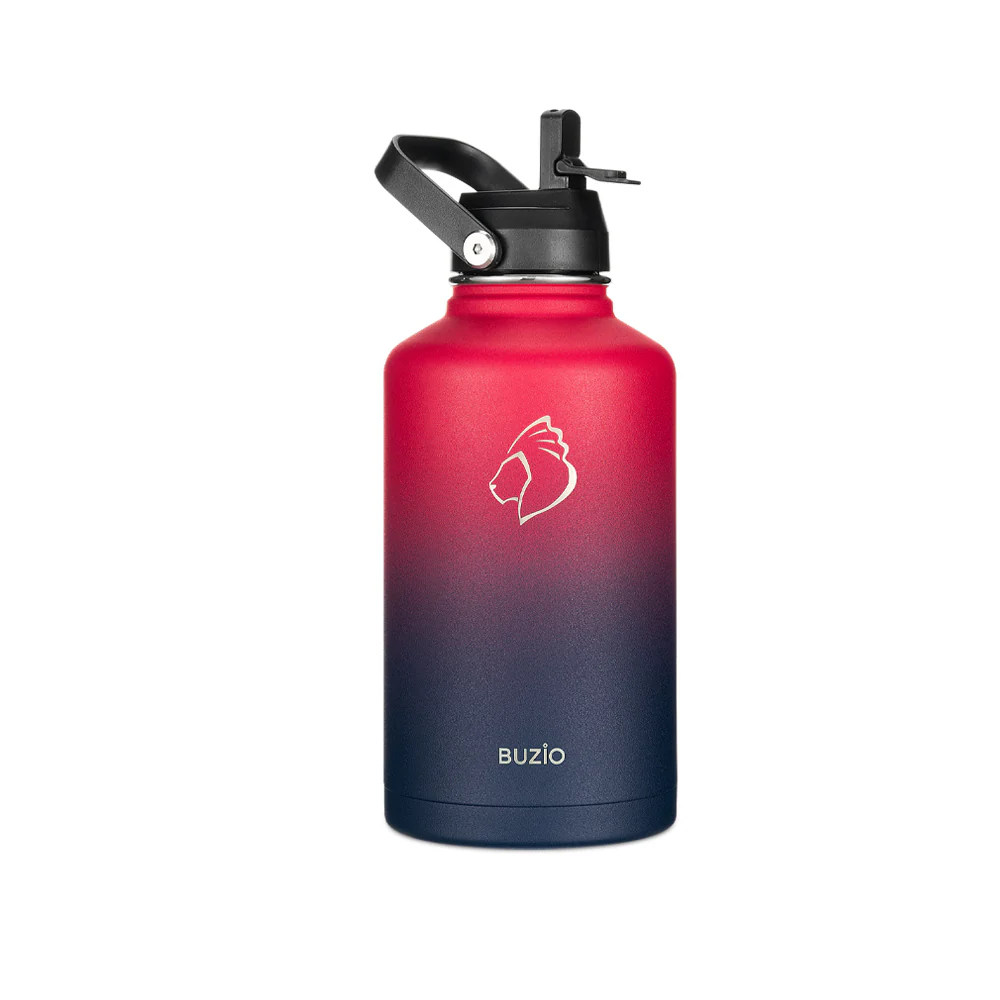 Insulated Water Bottles with 2 Lids | Ruby Red Navy | 64oz - Image 3