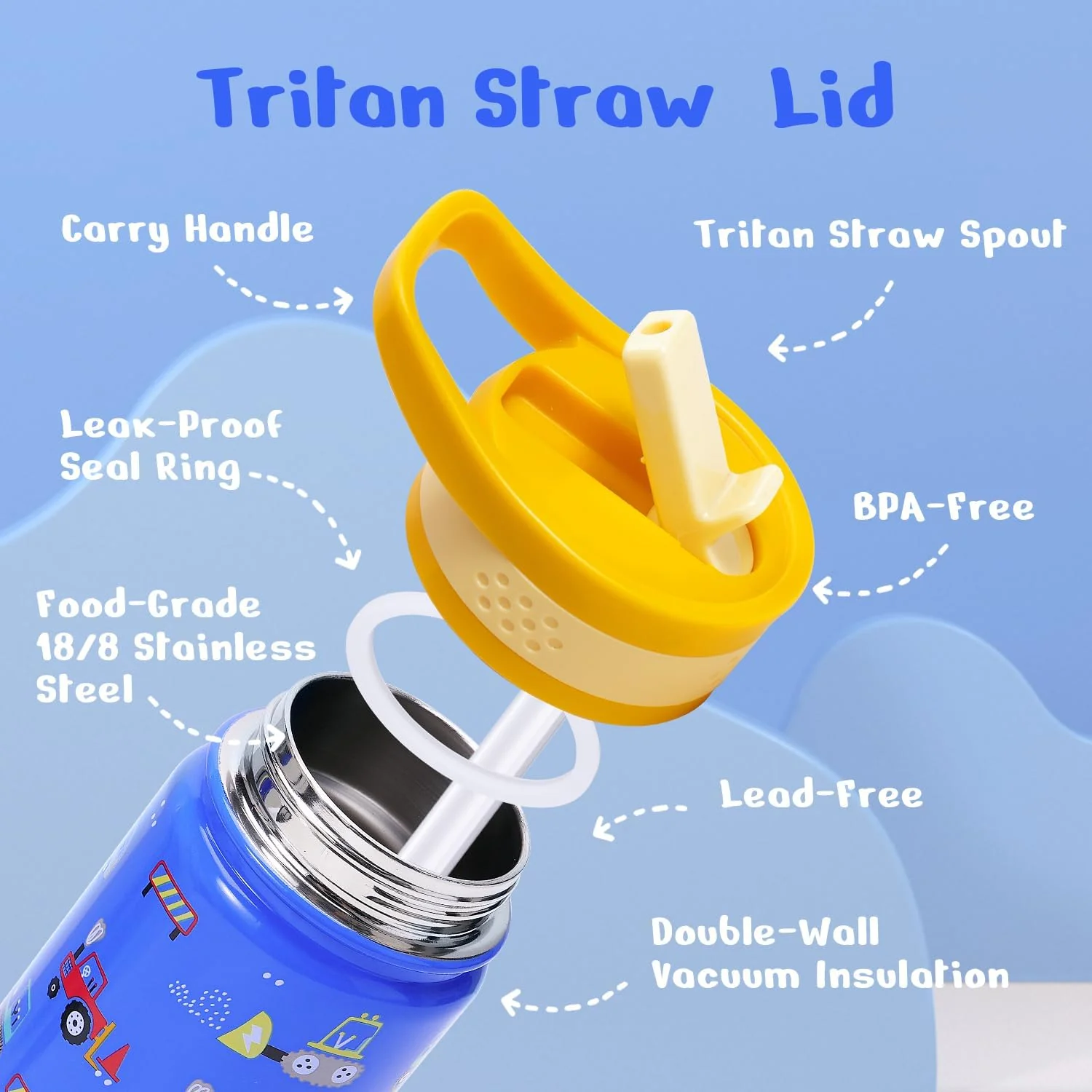 Kids Water Bottle with Straw Lid | 14oz - Image 17