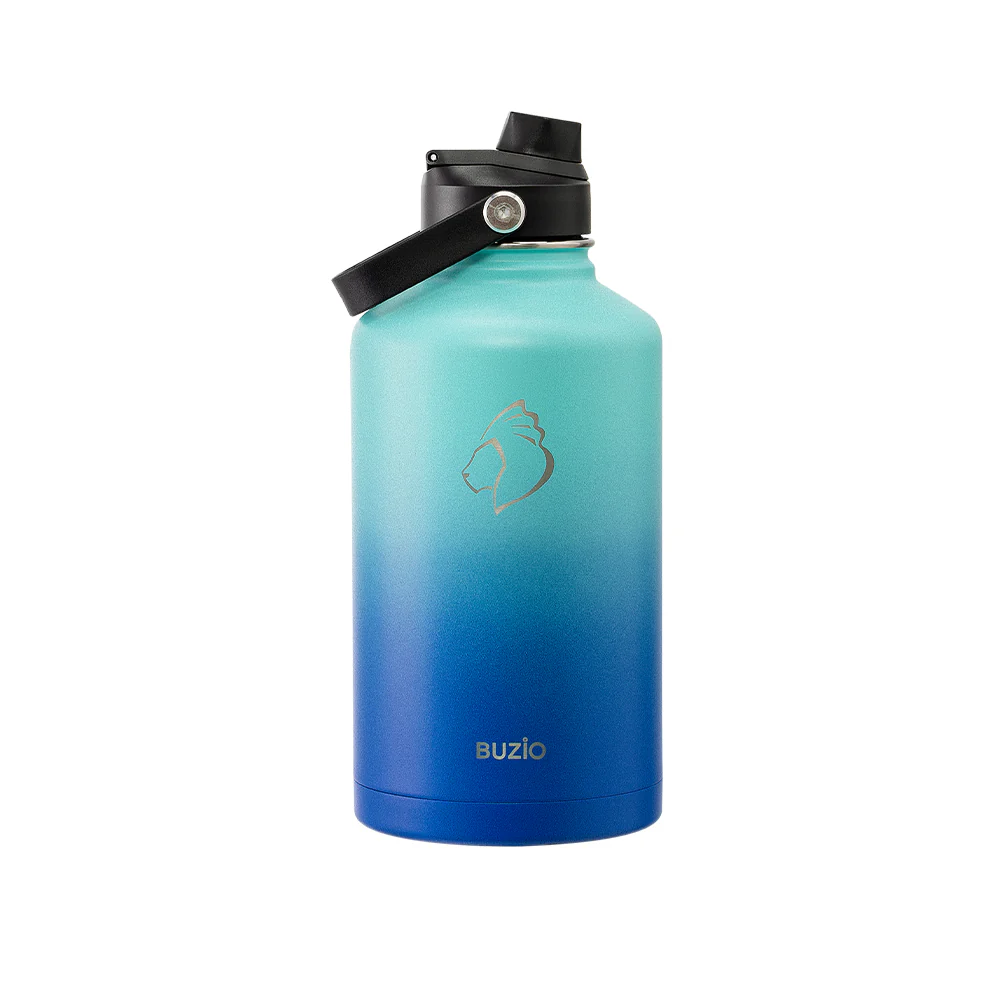 Insulated Water Bottle With 2 Lids | 64oz | Caribbean Blue - Image 3