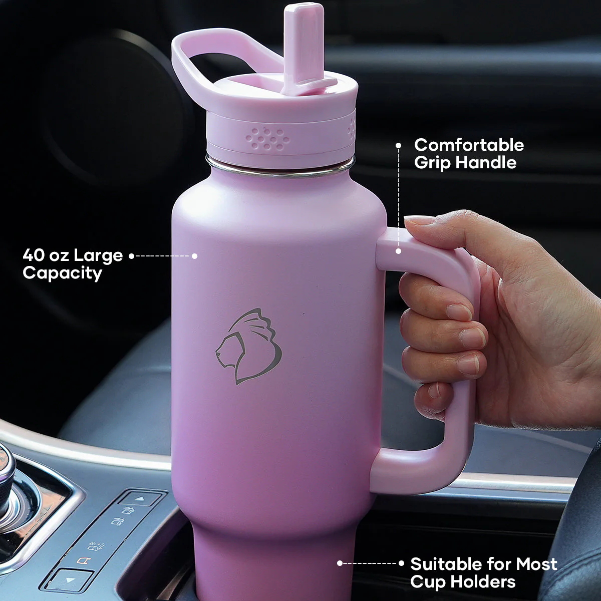T-shape Handled Water Bottle for Car | 40oz - Image 3